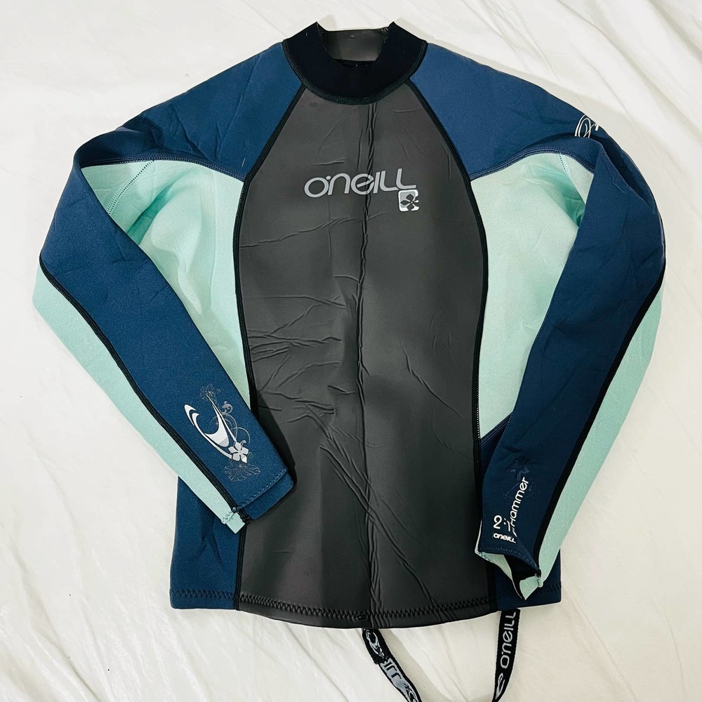 O'Neill Wetsuit Top Size US 10 Blue Long Sleeve Zip Topper